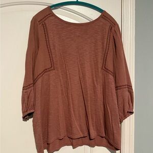 J. Jill Purple 3/4 Sleeve Boxy Blouse